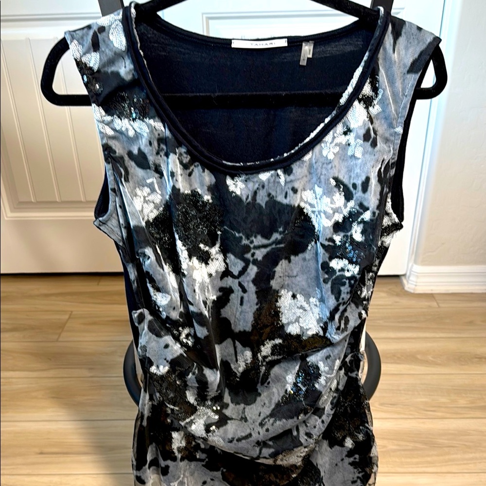 T Tahari Sequined Sleeveless Tank Top